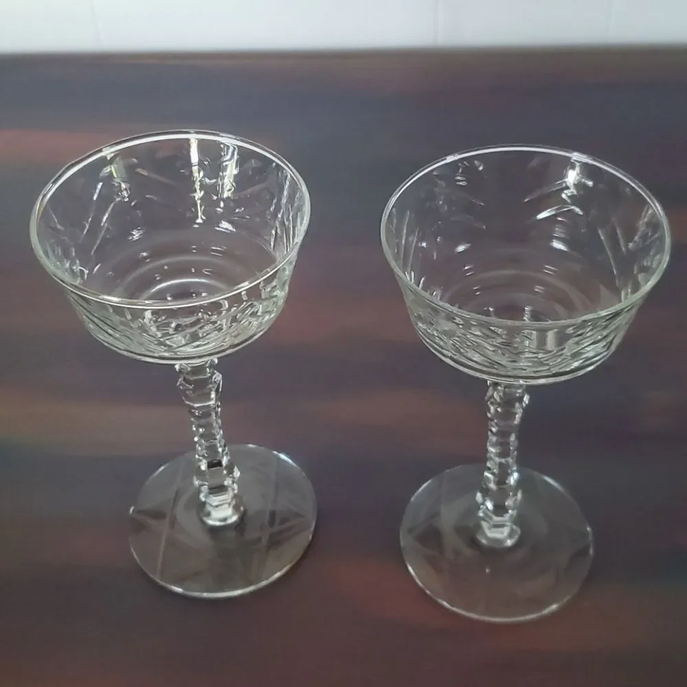Set of 3 Vintage Crystal Wine Glasses